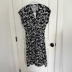 Black and white patterned midi dress